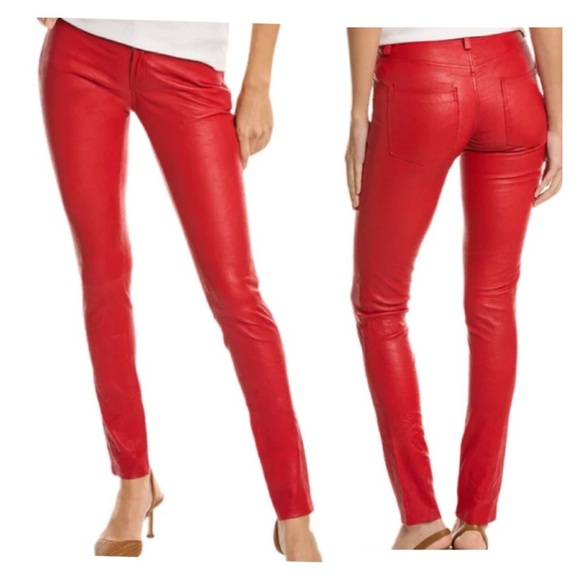 New! ZADIG & VOLTAIRE Phlame Crinkled Lambskin Leather Skinny Pants - Picture 4 of 11